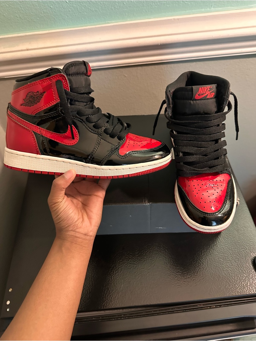 Jordan Big Kids High-Top Sneakers in Black and Red